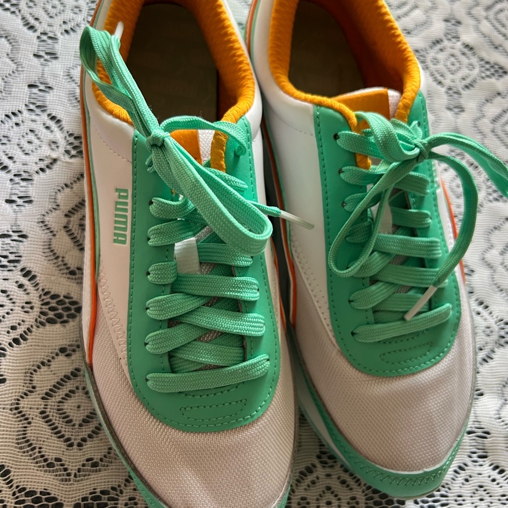 Puma Athletic Shoes in Green, White, and Orange